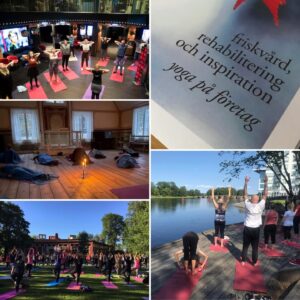 Yoga på arbetsplatsen utomhus och inomhus